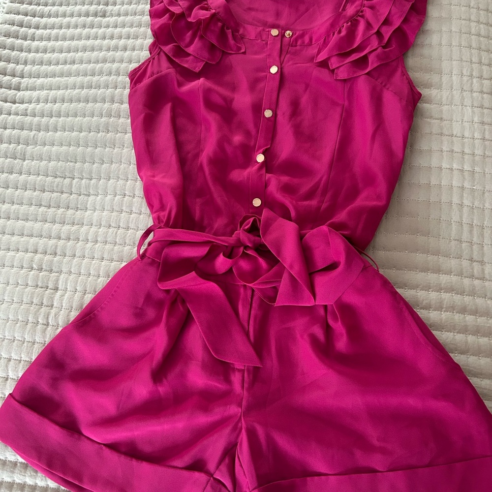 Ted Baker Hot Pink Sleeveless Romper with Tie Detail